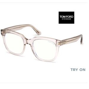 Tom Ford Blue Blocking Glasses- shiny light/clear pink